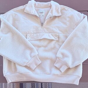 Cream Sherpa Quarter-Zip Pullover Abercrombie Bomber size M